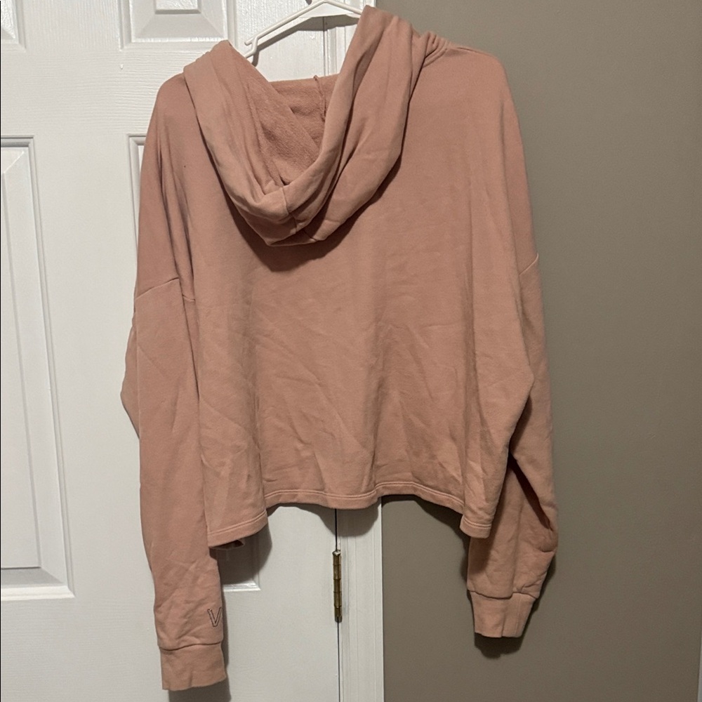 🤎 Victoria Sport Cropped Hoodie Sweatshirt Size XL | Blush Taupe - Picture 3 of 7